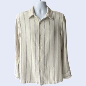 Denim & Flower M Minimalist Shirt Cream Striped Relaxed Contemporary